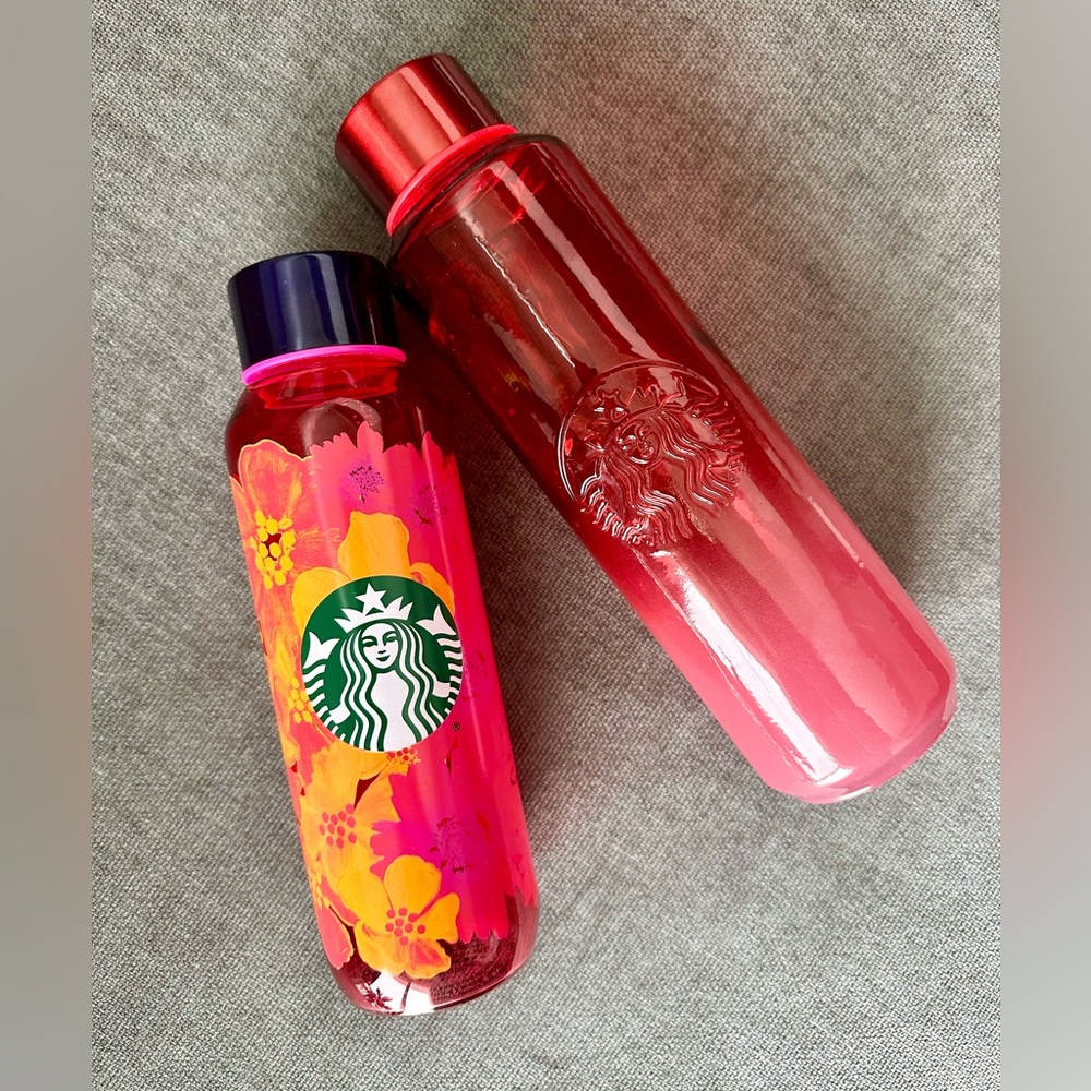 Two (2) Starbucks Vibrant & Beautiful Recycled Glass Bottles
